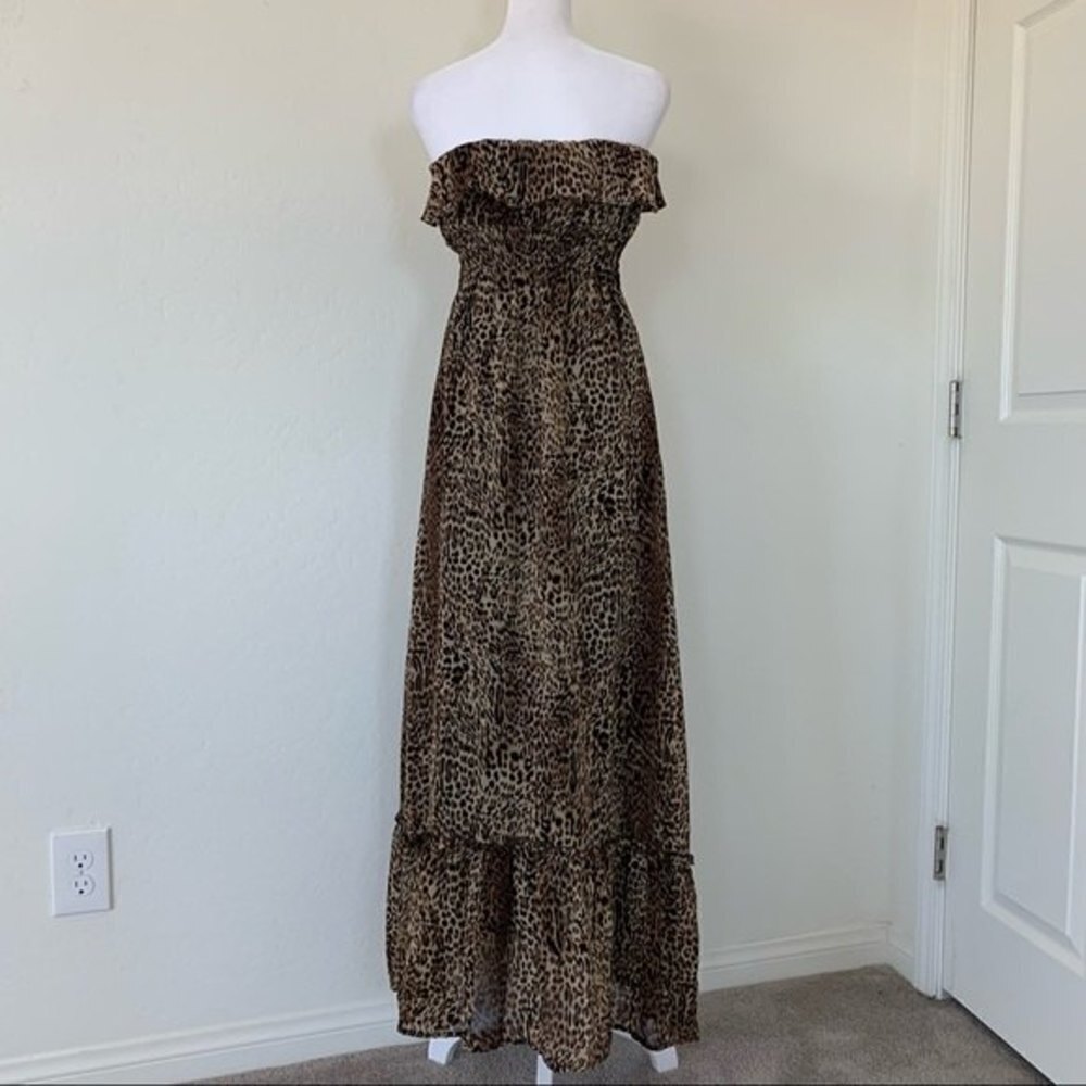 Forever 21 Strapless Leopard Print Maxi Dress - Brown, Black - Picture 5 of 8